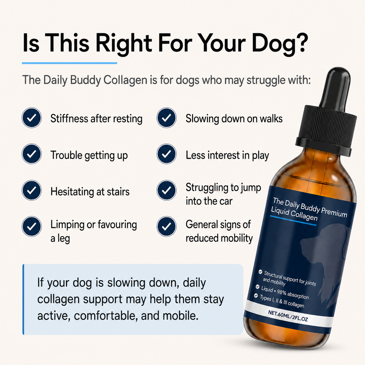 The Daily Buddy Premium Liquid Joint Collagen for Dogs